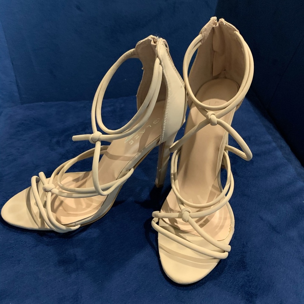 Glaze strappy nude heels